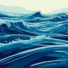 an ocean scene with blue waves in the water