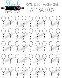 the royal long transfer sheet is shown with balloons in each row and one balloon attached to it