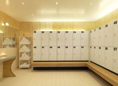 the lockers are all lined up and ready to be used