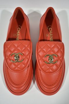 Chanel 22P Red Leather Quilted Flap Turnlock CC Logo Mule Slip On Flat Loafer 37 ********** Chanel ********** Brand: Chanel Size: 37 (know your Chanel size) Name: Loafers Color: Red Style: Slip On Style#: G36646 X56469 0N078 Material: Lambskin CC gold metal turnlock logo Red lambskin leather material Quilted flap front tongue Slip on loafers style Brand new in box, comes with original box and dust bag 100% Authentic or your money back Great gift I ship worldwide Any other questions just ask, I will be happy to answer them eBay store powered by Shopping Feed. Red Luxury Loafers With Round Toe, Luxury Red Loafers With Round Toe, Designer Red Loafers With Round Toe, Chanel Loafers, Chanel Brand, Slip On Loafers, Loafers Style, Red Style, Cc Logo