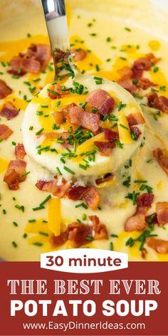 the best ever potato soup with bacon and cheese