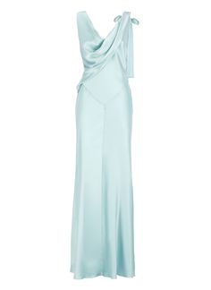 Light blue Alberta Ferretti silk dress for woman - V neck - Two shoulder strap of which one adjustable - Front drapping detail - Flared hem Composition: 70% Acetate, 30% Silk | Alberta Ferretti Women's Silk Dress in Light Blue | SS24 Women Silk Dress, Silk Satin Dress, Embellished Gown, Dress For Woman, Grad Dresses, Alberta Ferretti, Satin Dress, Event Dresses, Fancy Dresses