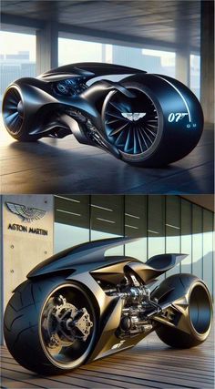 the futuristic vehicle is designed to look like it has wheels and spokes on each side