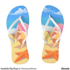 Seashells Flip Flops Pretty Flip Flops, Summer Flip Flops Beach, Camp Accessories, Camp Clothes, Personalized Gifts For Women, Pride Flag Colors, Shoes Flip Flops, Creative Shoes, Kids Flip Flops