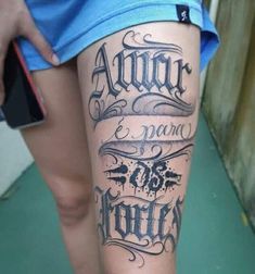 a person with a tattoo on their leg