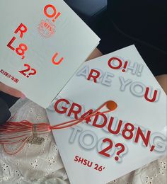 two graduation caps that say, are you graduning too?