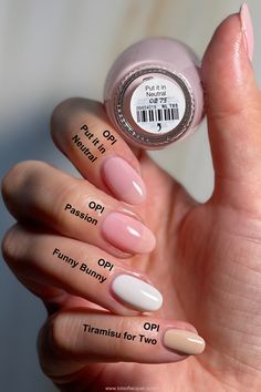 Neutral Pink Opi Colors, Tiramisu For Two Opi With Chrome, Passion Opi Nails, Out It In Neutral Opi, Classy Opi Gel Colors, Funny Bunny Opi Almond Nails, Put It In Neutral Funny Bunny Opi, Opi Dip Powder Put It In Neutral, Opi Passion Dip Powder