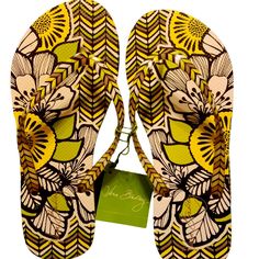 Nwt Vera Bradley Slips In/Slide-On/Flipflops Citron Melon They Were Retired In The Spring Of 2014. Medium Size 7-8. 12697 160m. Rubber Flipflops Sandals. You’re Going To Flip For Our Flip Flops! Featuring A New Striped Design On The Edge Of The Sole, Our Flip Flops Have A Soft And Flexible Rubber Sole That Provides All-Around Comfort. Textured Anti-Slip Base And A Soft Sole. Slip In Slide, Floral Flip Flops, Blue Flip Flops, Floral Sandals, Slip And Slide, Beach Flip Flops, Fish Patterns, Pink Swirls, Blue Island