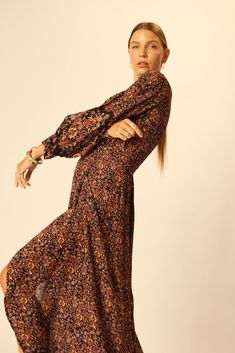 Long sleeve maxi dress with crossover wrap bodice and tie closure. Soft gathers at shoulder seams. Asymmetric hemline and button closure at wrist. ----INTENDED FITXS fits most 0-2 | S fits most 4-6 | M fits most 8-10 | L fits most 10-1451" to 63" length from shoulder to hemline, approximately.Model is 5’10” and is wearing a size Small. MATERIAL100% Rayon CAREHandwash in cold water and line dry. Dry cleaning also recommended. Sleeve Maxi Dress, Long Sleeve Maxi, Long Sleeve Maxi Dress, Crossover, Cold Water, Bodice, Maxi Dress, Long Sleeve, Water