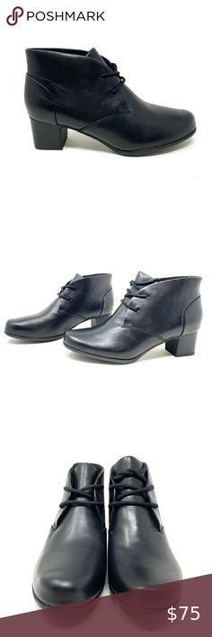 Clarks Un.Damson Tie black leather ankle boots Show Storage, Leather Socks, Black Leather Ankle Boots, Leather Ankle Boots, Rubber Sole, Heel Height