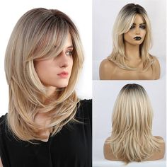 Ombre Blond, Curly Waves, Ombre Wigs, Brown Wig, Brown Ombre, Dark Roots, Wig Making, Blonde Wig