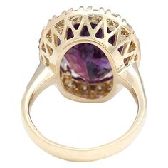 8.40 Carat Natural Amethyst 14K Solid Yellow Gold Diamond Ring | Fashion Strada Amethyst Jewelry Ring, Woman Jewelry, Yellow Gold Diamond Ring, Diamond Fashion Rings, Gold Diamond Ring, Amethyst Jewelry, Purple Stones, Jewelry Unique, Oval Stone