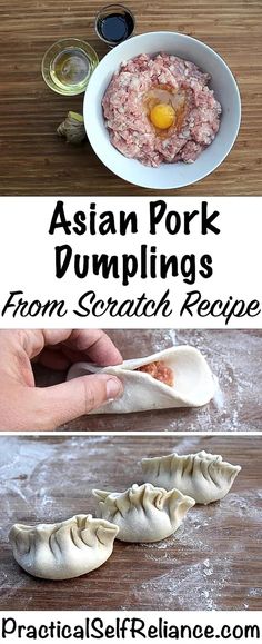 Indulge in the flavors of Asia with this easy-to-follow pork dumplings recipe. Perfect for a cozy night in or impressing guests at your next dinner party, these dumplings are packed with savory goodness and a hint of ginger. Whether you're a seasoned chef or a kitchen newbie, you'll love how simple and satisfying these homemade dumplings are to make. Get ready to enjoy a taste of Asia right in your own home! Dumplings From Scratch Recipe, Dumplings From Scratch, Pork Dumplings, Asian Pork