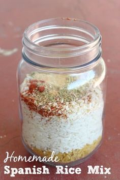 homemade spanish rice mix in a glass jar