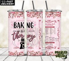 two pink tumblers with the words bak nog is there?