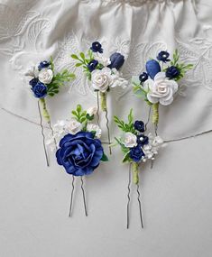 This White and blue flower hair pins wedding , of artificial flowers This a beautiful and delicate hair accessory for brides and a nice gift to the bridesmaids On the wedding day, every bride wants to look fantastic. This flower hair piece , will be a magical addition to your look on your happiest day. This will emphasize the ease of your image. The comb is very conveniently attached to the hair and fits in with any hairstyle. -Material- artificial pearl and artificial greenery -Colors- white, dark blue, blue, white - Unique handmade Flower Hair Pins Wedding, Bridesmaid Hair Pieces, Flower Hair Accessories Wedding, Blue Hair Accessories, Flower Hair Pins, Flower Hair Pieces, Floral Hair Pins, Navy Blue Flowers, White And Blue Flowers