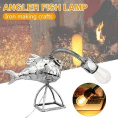 the angleer fish lamp is made from metal