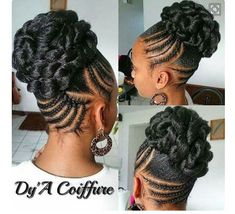 @dyaCoiffure Black Braided Updo, Black Hair Tips, African American Braided Hairstyles, Natural Updo, Braids Black, African American Braids, American Hairstyles