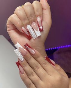 Red Christmas Nails, Colored Acrylic Nails, Her Nails, Short Square Acrylic Nails, Fabulous Christmas, Acrylic Nails Coffin Pink, Christmas Nails Acrylic, Long Square Acrylic Nails