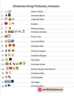 the christmas emojtion answers are shown in this graphic above it's image