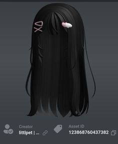 an anime character with long black hair and pink bows on it's back end