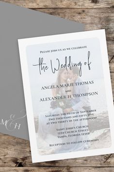 a wedding card with the words, the wedding of