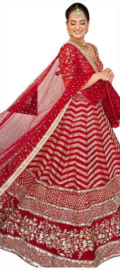 Red and Maroon color Lehenga in Silk fabric with Embroidered, Sequence, Thread work Red Choli With Self Design For Reception, Red Sharara With Self Design For Reception, Red Self-design Choli For Receptions, Red Self-design Embroidered Fabric For Diwali, Red Embroidered Floor-length Dupatta, Red Bollywood Embroidered Fabric With Self Design, Red Floor-length Embroidered Fabric With Zari Work, Bollywood Style Red Embroidered Floor-length Fabric, Bollywood Style Red Lehenga With Self Design