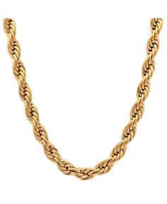 Men's 18k gold plated stainless steel rope chain 30" necklace from steeltime. Wear alone or match with your favorite pendant for a eye popping amazing look. Real Gold Necklace, 10k Gold Chain, Heart Accessories, Silver Shop, Necklace Online, Belly Rings, Cord Necklace, Toe Rings, Rope Chain