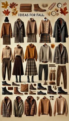 Dress Outfits With Sweaters, Autumn Coloured Outfits, Cute Fall Outfits For Moms, Hufflepuff Autumn Outfit, Plaid Coats For Women Outfit, Fall Outfits With High Boots, Layered Winter Outfits Aesthetic, Autumn Wardrobe Color Palette, Brown Sweater Vest Outfits For Women