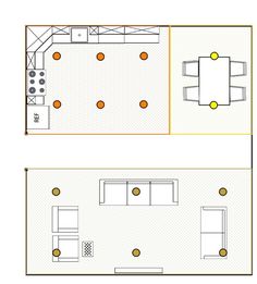 the floor plan for a living room and kitchen