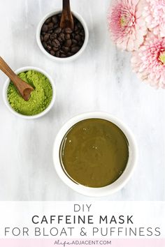 Fix a bloated, puffy face FAST with this DIY Caffeine Mask. Organic instant coffee & matcha give this mask a powerful dose of caffeine that quickly gets rid of water retention. Anti-inflammatory ingredients like yogurt & honey help soothe redness, irritation and sensitivity. #DIYBeauty Puffy Face, Honey Coffee, Coffee Face Mask, Diy Skin Care Recipes, Diy Beauty Recipes, Natural Beauty Tips, Skin Care Recipes, Beauty Recipe, Diy Skin