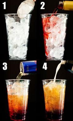 the steps to making an iced drink are shown