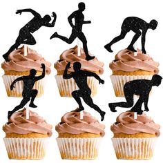 cupcakes with silhouettes of people jumping over them