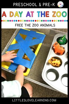 a child is playing with an animal themed preschool and prek - k activity at the zoo