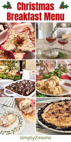 christmas breakfast menu with different types of food