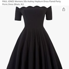 Nwt-Paul Jones Womens 50s Audrey Hepburn Dress Flared Party Picnic Dress (Black, Xl) Gently Worn, Slight Stain (See In Picture) 1950s Style Short Sleeve Party Dresses, 1950s Style Fit And Flare Party Dress, Retro Fit And Flare Party Dress, Vintage Style Black Party Dress, Grey Dresses Casual, Audrey Hepburn Dress, Black White Striped Dress, White Bandage Dress, Maggy London Dresses