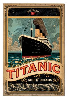 an old poster advertising a ship in the ocean