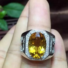 Citrine Gemstone Signet Ring For Anniversary, Oval Crystal Anniversary Ring, Mens White Gold Rings, Real Diamond Rings, Sterling Silver Mens Rings, Yellow Gemstones, Big Rings, Luxury Rings, Gem Ring