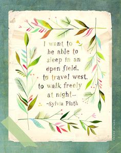 a quote that reads i want to be able to sleep in an open field to travel west, to walk freely at night