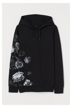 Mens Black Hoodie, Hoodie Outfits, Aesthetic Hoodies, M Love, H And M, Love Hoodie, Trendy Hoodies, Black Roses