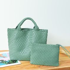 Free U.S. shipping. Style:  , color:Green, suite for season：Spring, Summer, Autumn ，School, Travel, Work, Material Faux Leather, Light Green Woven Leather Shopper Bag Large Soft Handbag for Work Green Satchel With Braided Handles For Shopping, Leather Shopper Bag, Bag Light, Shopper Bag, Female Travel, Synthetic Leather, Large Bags, Brand Names, Designing Women