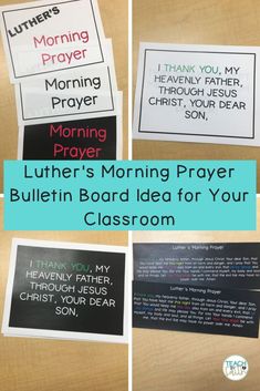 luther's-morning-prayer Prayer Bulletin Board, Classroom Bulletin Boards, Homeschool Preschool, Morning Prayers, Lessons For Kids, Heavenly Father