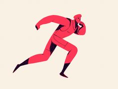 a man in a red suit is running