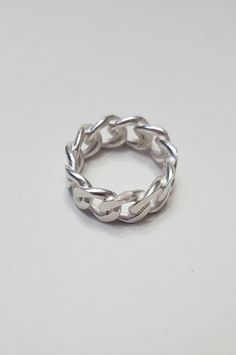 ❤️ Handmade in sterling silver and 100% love  Stunning silver ring that looks like a thick chain. Solid silver, gorgeous, eye-catcher and earth-shaking ring! Sustainable made jewel, made with recycled silver. The energy we use in Lagalgo comes from renewable sources, we care about the environment. Also, during the whole process of creation we don't use any products tested on animals or of animal origin. 💎 Maintaining Fine Jewelry Tips 💍 ✨ Jewelry should be stored away separately in an air-tigh Silver Chain Ring, Cuban Link Ring, Helmet Ring, Vegan Jewelry, Link Ring, Chunky Ring, Linking Rings, Chunky Rings, Square Rings