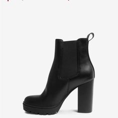 These Are Perfect For A Night Out! They Have Never Been Worn. Black High Heel Chelsea Boots In Faux Leather, Black High Heel Chelsea Boots With Stacked Heel, Black Chelsea Boots With High Stacked Heel, Black High Heel Chelsea Boots For Work, Black Chelsea Boots High Heel For Work, Leather Boots With Chunky Platform For Night Out, Casual Platform Ankle Boots For Night Out, Casual Leather Boots For Night Out, Heeled Boots With Reinforced Heel For Night Out