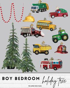 Christmas tree, themed Christmas tree, truck Christmas tree, boy bedroom, Amazon, Anthropologie, Christmas, holiday, table top tree, fire truck, construction, ornaments, boy ornaments, boy, bedroom, bedroom kids Christmas decor, kid’s ornaments, boy ornaments, boy tree, boy holiday tree, bedroom Christmas decor, boy Christmas, gift, ornaments Little Boys Christmas Tree, Little Boy Christmas Tree, Boy Christmas Tree, Decor Christmas Ideas, Lovers Bedroom, Table Top Tree, Truck Ornament, Holiday Garland