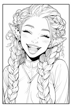 a girl with long braids smiling and looking at the camera