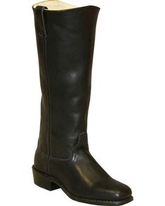 Abilene Men's Cowhide Shooter Boots - Square Toe, Black Western Wide Calf Knee-high Boots With Square Toe, Western Leather Knee-high Boots For Ranch, Leather Western Knee-high Boots For Ranch, Fitted Western Boots With Plain Toe, Western Style Medium Width Knee-high Boots, Western Moto Boots With Reinforced Heel And Square Toe, Western Moto Boots With Square Toe And Reinforced Heel, Goodyear Welted Square Toe Fitted Boots, Leather Western Knee-high Boots With Snip Toe