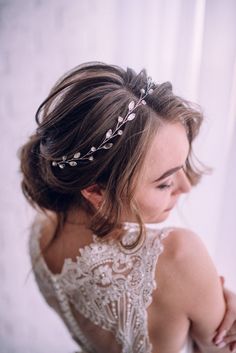 Long hair vine-Bridal hair vine-Wedding hair vine- Silver hair vine-Silver leaves hair vine-Wedding Woodland Wedding Hair, Rose Gold Hair Vine, Rose Gold Hair Accessories, Long Hair Vine, Silver Hair Vine, Gold Hair Vine, Bridal Hair Vine, Rose Gold Hair, Hair Comb Wedding