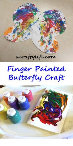 painted butterfly craft - acraftylife.com - rainbow craft - kids craft Butterfly Craft For Kids, Paint Butterfly, Butterfly Craft, Painted Butterfly, Bug Crafts, Finger Paint, Butterfly Kids, Rainbow Crafts